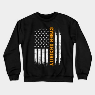 Cybersecurity - USA Flag Computer Engineer Programmer Hacker Crewneck Sweatshirt